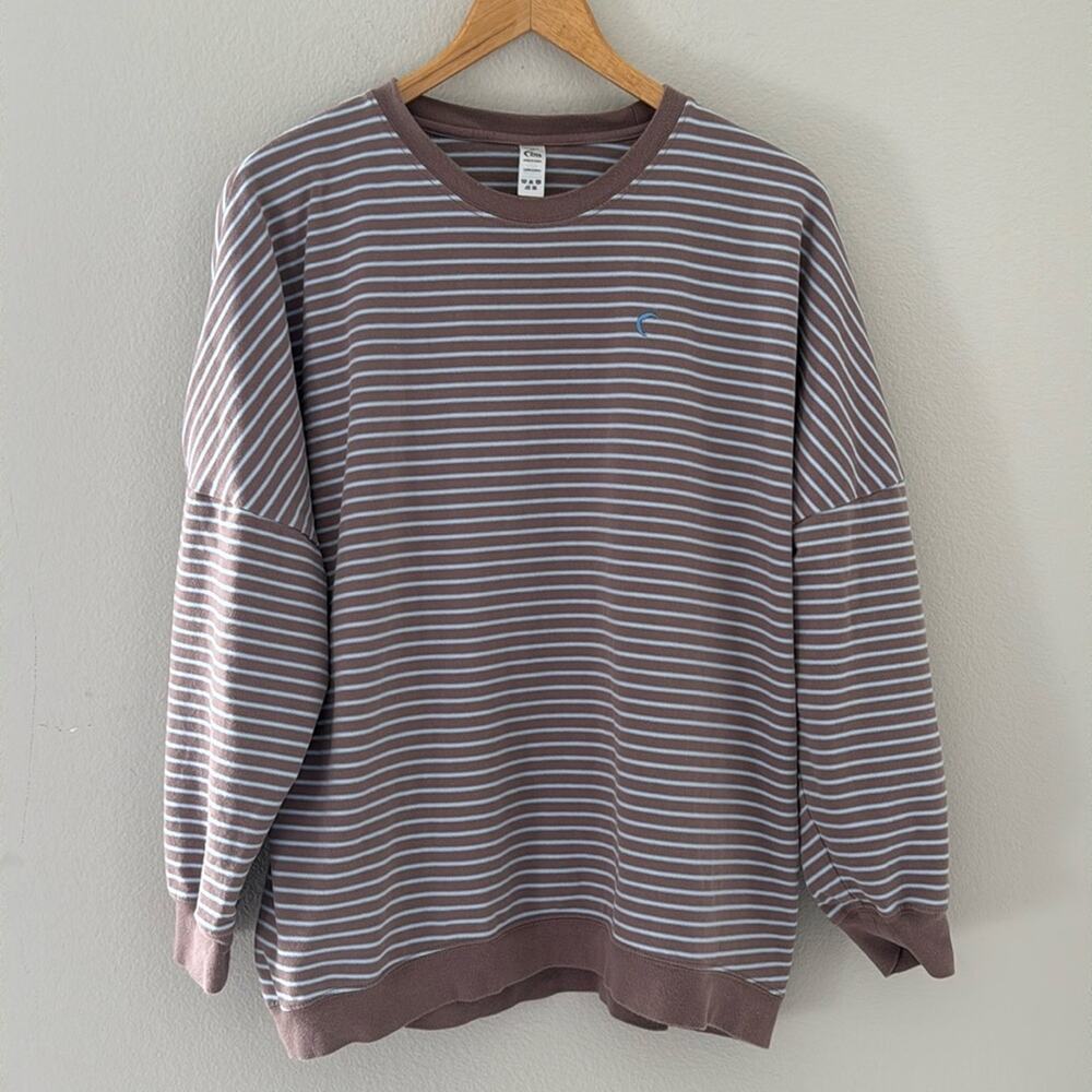 Zyia Relaxed Stripe Crewneck Sweatshirt